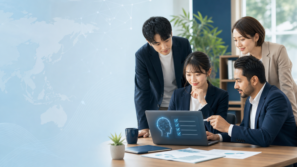 外国人雇用における生成AIの安全な利用方法を確認する担当者