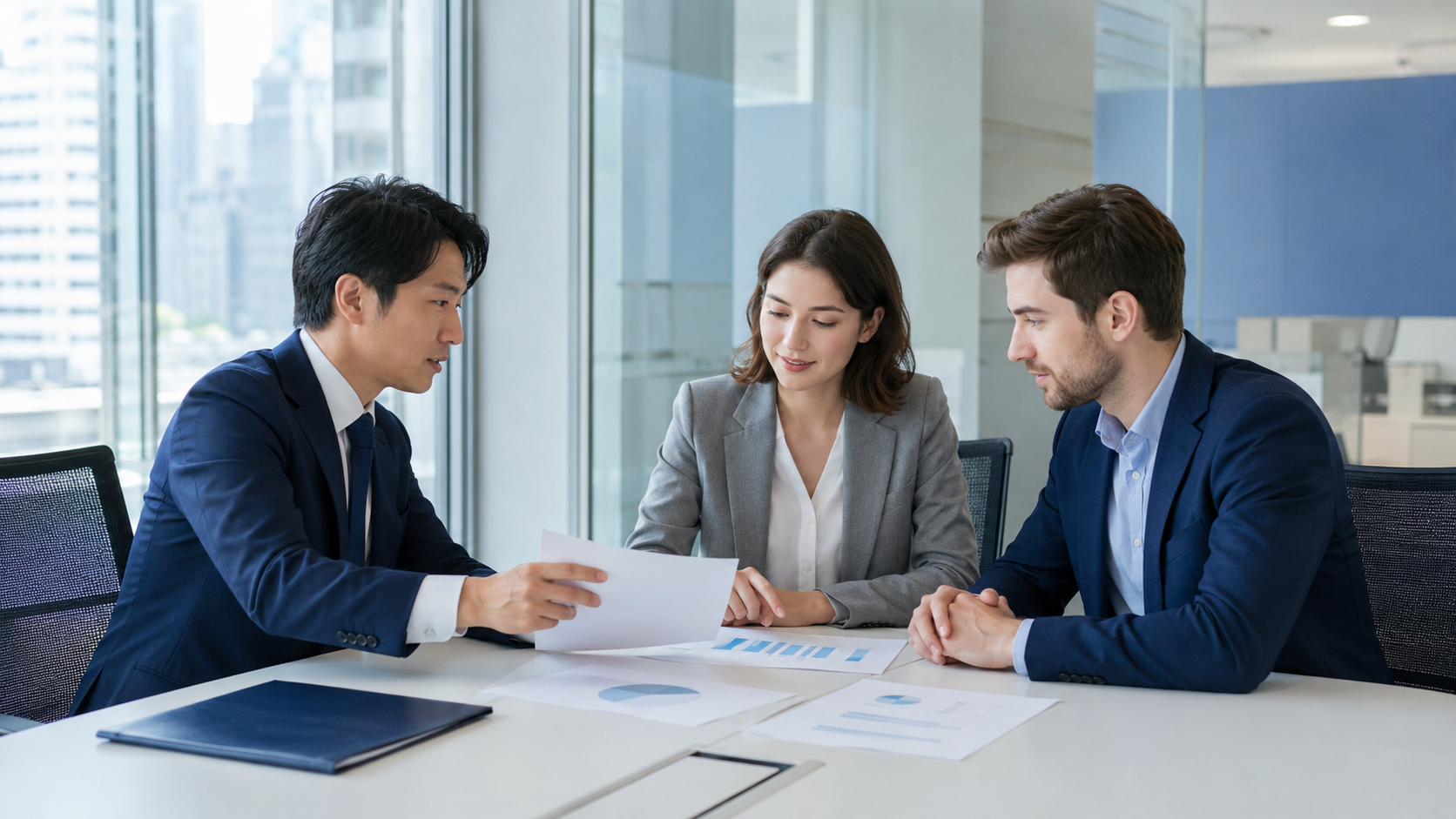 言語能力証明について相談する様子